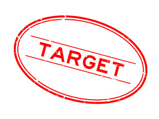 Grunge red target word oval rubber seal stamp on white background