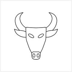 Doodle beef icon isolated on white. Logo animal. Sketch vector stock illustration. EPS 10
