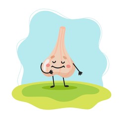 Garlic cute character, vector illustration for kids in cartoon style