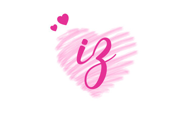 iz i z Letter Logo with Heart Shape Love Design Valentines Day Concept.
