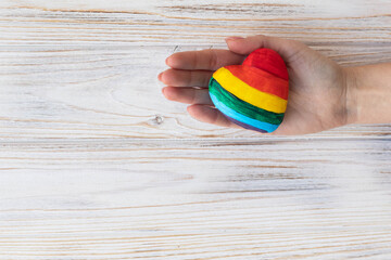 Symbol of same sex love, lgbt concept, heart decorated with rainbow colors