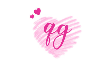 qg q g Letter Logo with Heart Shape Love Design Valentines Day Concept.
