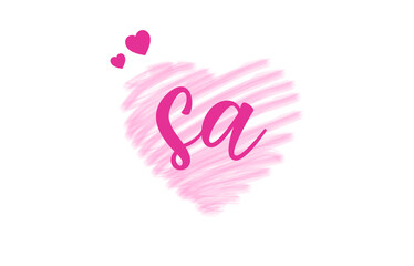 sa s a Letter Logo with Heart Shape Love Design Valentines Day Concept.
