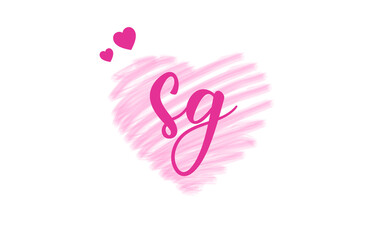 sg s g Letter Logo with Heart Shape Love Design Valentines Day Concept.
