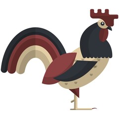Cock poultry bird icon, flat vector isolated illustration. Farm bird. Domestic fowls.