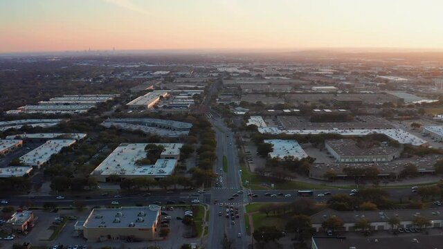 Sunset at the intersection of Braker Ln and Metric Blvd. in North Austin, TX