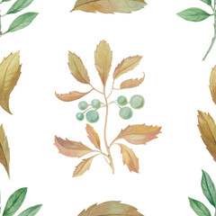 Botanical hand drawn floral background for surface, textile, wallpaper design. seamless pattern of leaves