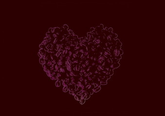 Ornate glow stylish backdrop in dark purple and pink colors for festive card. Cool creative jewellery design great for layout of invitation. Modern art oriental style with frame love heart pattern 