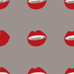 seamless pattern vampire teeth smile 