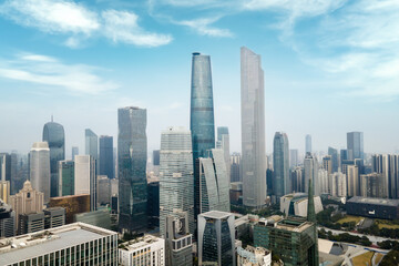 Aerial photography of Guangzhou, China, urban architectural landscape