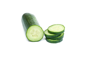 Cucumber. Cucumber slices on top of each other  on a white background