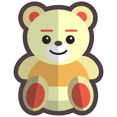 Teddy bear, kids toy, flat vector isolated illustration.