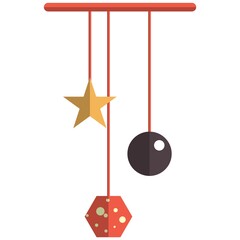 Baby hanging rattle toy, newborn crib toy icon, flat vector isolated illustration.