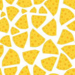 Food vector seamless background with many delicious slices of cheese