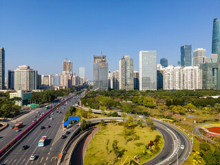 Fototapeta na wymiar Aerial photography of Guangzhou, China, urban architectural landscape