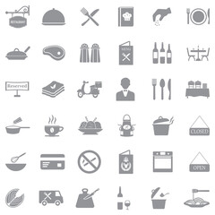 Restaurant Icons. Gray Flat Design. Vector Illustration.