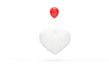 Black Heart Symbol with Red Balloon on white background