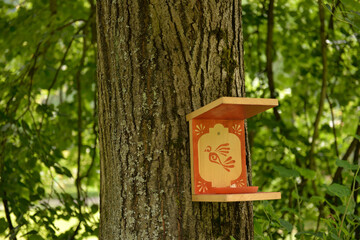 Birdhouse in Luhacovice city park, Moravia, Czech republic
