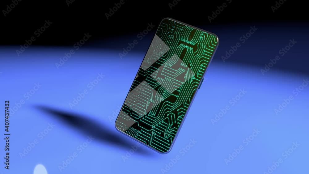 Poster modern smartphone with a stock market app, futuristic holographic interface with charts and data, se
