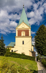 St. John Baptist parish church in historic royal open-air museum town of Lanckorona in mountain region of Lesser Poland