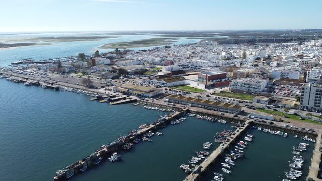Aerial view of traditional town of Olhao, Algarve, Portugal