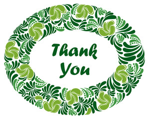 Thank you thanksgiving greeting card with beautiful floral frame vector vintage elegant classic style design.
