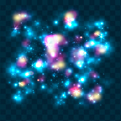 Glowing light particles. Magic sparks. Glow effect for festive banners and posters. Vector