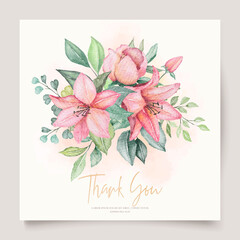 Watercolor blooming floral invitation card