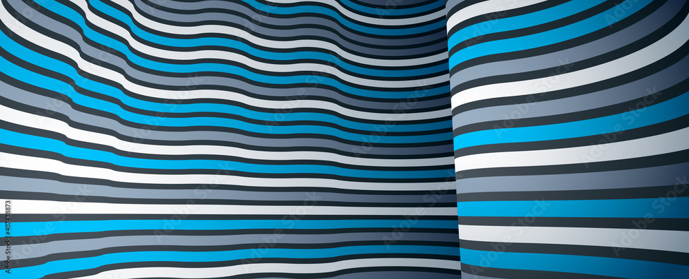 Poster abstract lines in 3d dimensional perspective abstract vector background, cool funky design layout, 7