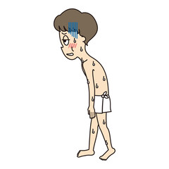 サウナでぐったりしている男性