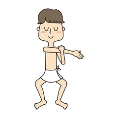 Fototapeta premium サウナでストレッチをする若い男性