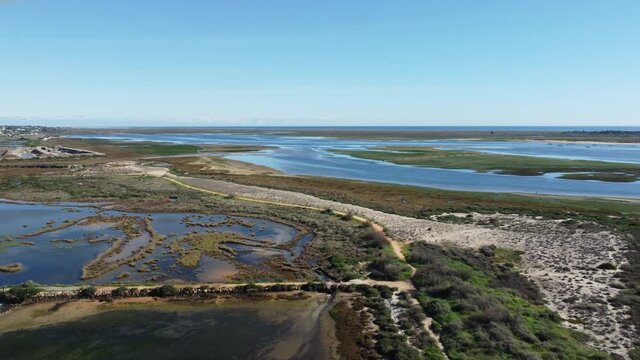 Amazing landscape and seascape of Ria Formosa Natural Park, Algarve, Portugal