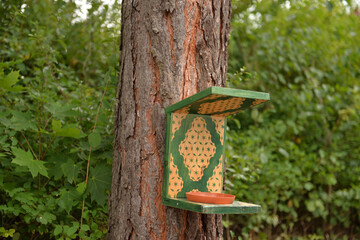 Birdhouse in Luhacovice city park, Moravia, Czech republic