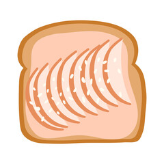 Sweet toast with peach isolated on white background.Vector hand drawn illustration.