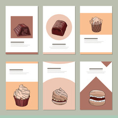 Set with different food templates. Cards for restaurant and cafe design, menu,, visit cards and advertisement