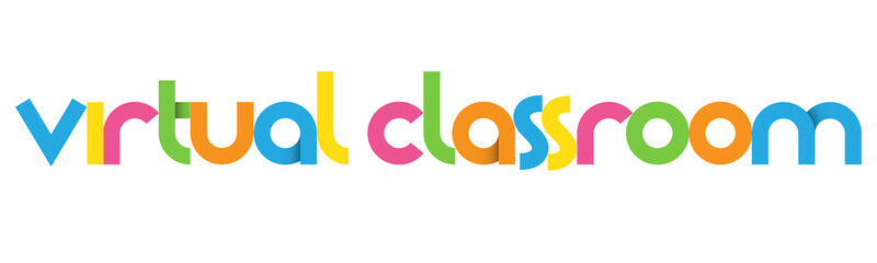VIRTUAL CLASSROOM colorful vector typography banner isolated on white background