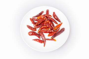 Red dry chili on white background