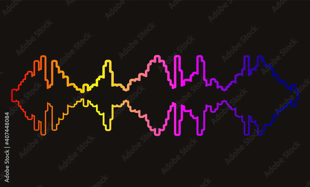 Poster pulse music player contour. audio colorful wave logo. jpeg rainbow equalizer element