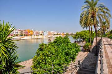 Fototapeta na wymiar Seville embankment of Guadalquivir river, Spain
