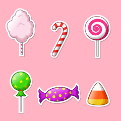 Set of candy stickers. vector illustration