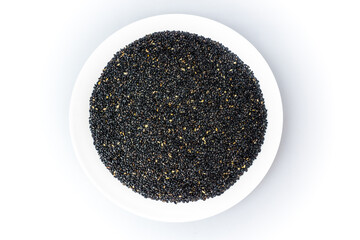 Black sesame on white background