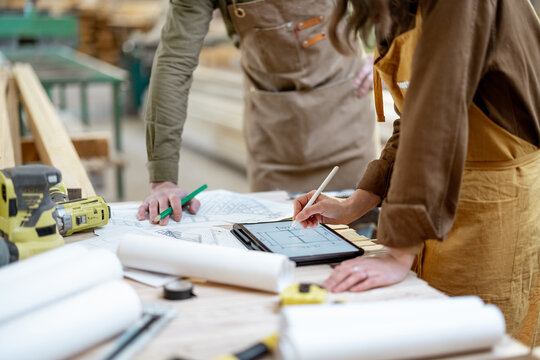 Designing some woodwork at the carpentry