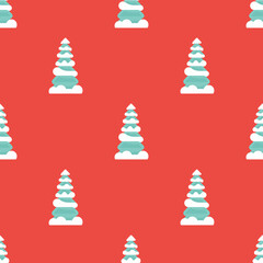 Seamless pattern with Christmas trees. Vector illustration with Christmas elements.