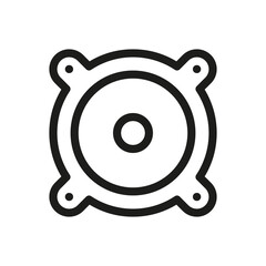 Car audio speaker isolated icon, car music system linear icon, auto speakers vector icon with editable stroke