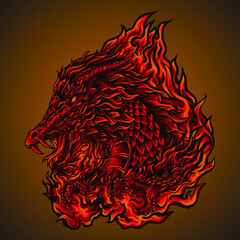 Fototapeta premium artwork illustration and t-shirt design fire dragon premium vector