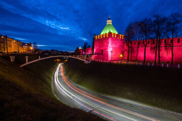 Kremlin of Nizhny Novgorod at night