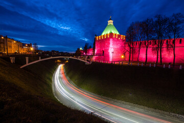 Kremlin of Nizhny Novgorod at night