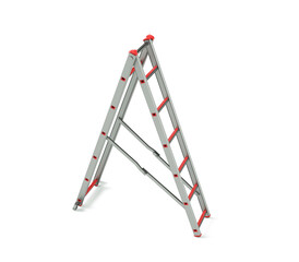 Ladder folded isolated on white background. 3d rendering