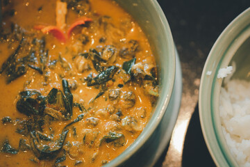 Thai curry with river snail. Traditional Thai food