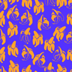 pattern with hand drawn bannans, vector pattern